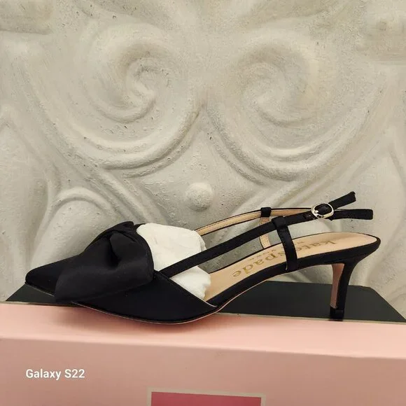 Kate Spade "Marseille" Satin Lux Black Kitten heels. NIB. Size: various - Picture 2 of 14